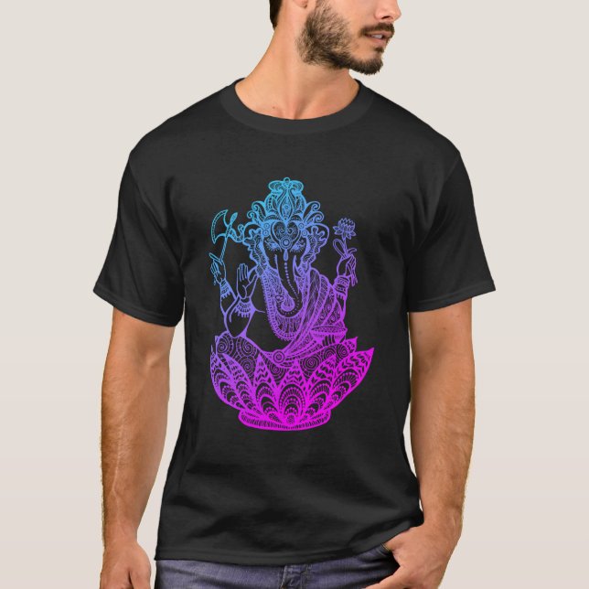Ganesh Symbol Yoga Hindu Manar Women Elephant Medi T Shirt (Framsida)