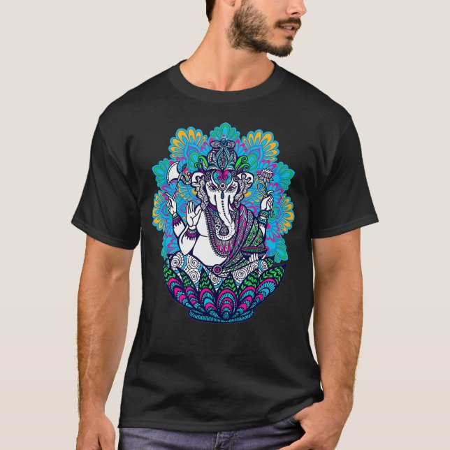 Ganesh Symbol Yoga Hindu Manar Women Meditation Ma T Shirt (Framsida)