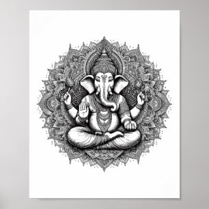 Ganesh symbol yoga hinduisk elefantgud Ganesha Puj Poster