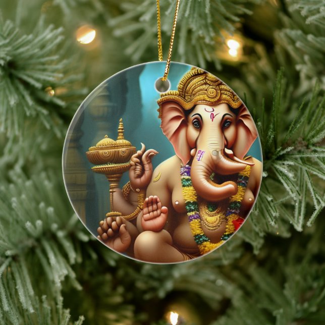 Ganesh tar en Selfie Julgransprydnad Keramik (Träd)