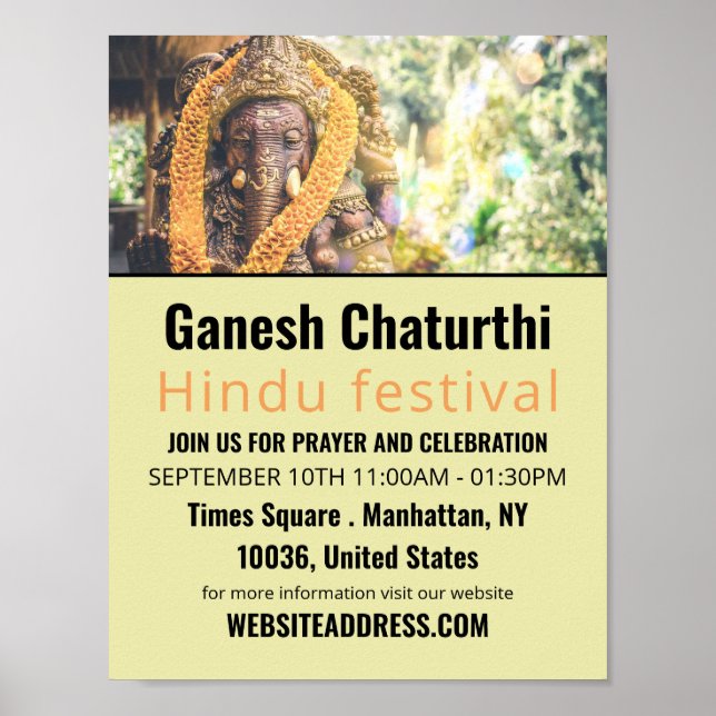 Ganesh the Hindu God, Hindu Event Advertising Poster (Framsidan)