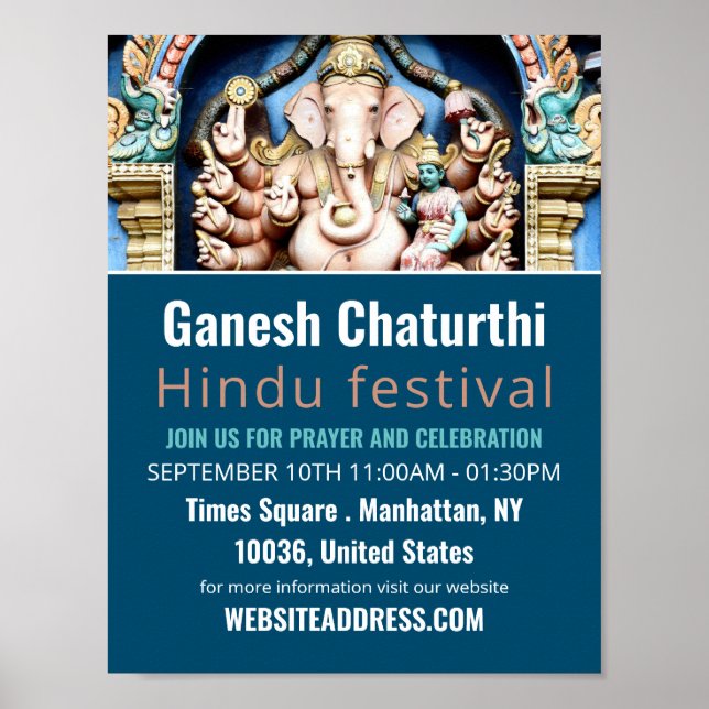 Ganesh the Hindu God, Hindu Event Advertising Poster (Framsidan)
