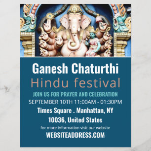 Ganesh the Hindu God, Hindu Event Advertising Reklamblad