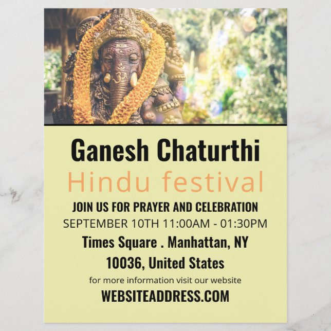 Ganesh the Hindu God, Hindu Event Advertising Reklamblad (Framsidan)