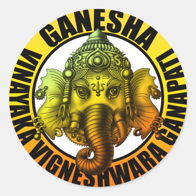 Ganesha2 Runt Klistermärke (Framsida)