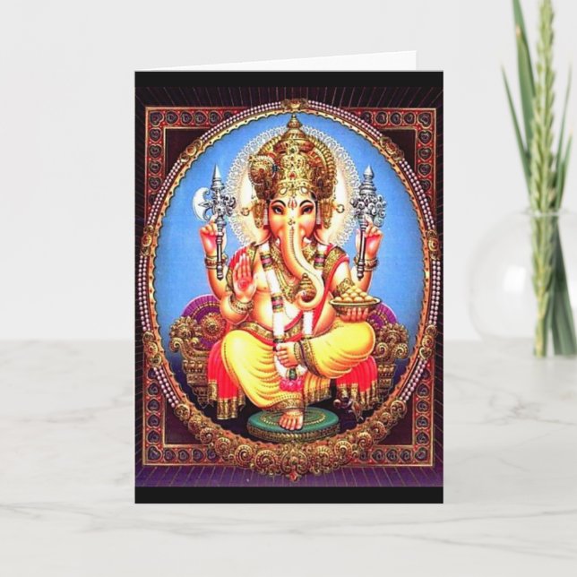 Ganesha (गणेश) indisk elefant kort (Framsida)