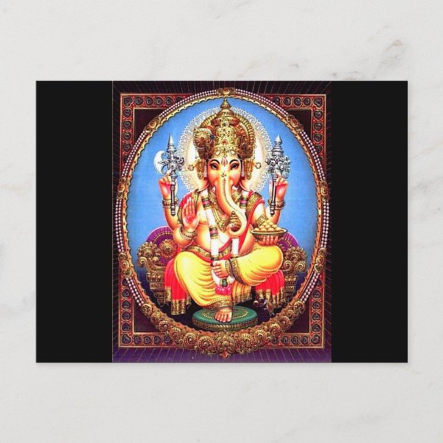 Ganesha (ग णे श) indisk elefant vykort (Framsida)