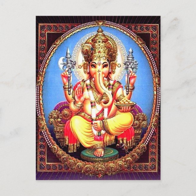 Ganesha (ग णे श) indisk elefant vykort (Framsida)