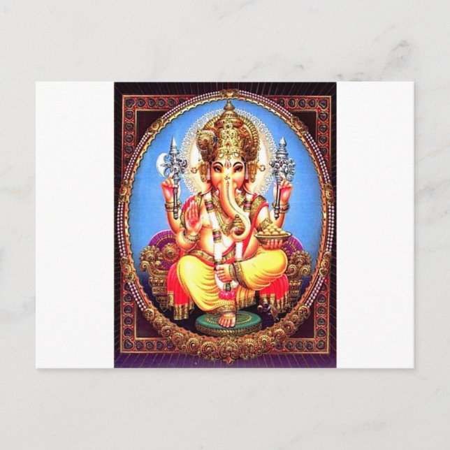 Ganesha (ग णे श) indisk elefant vykort (Framsida)