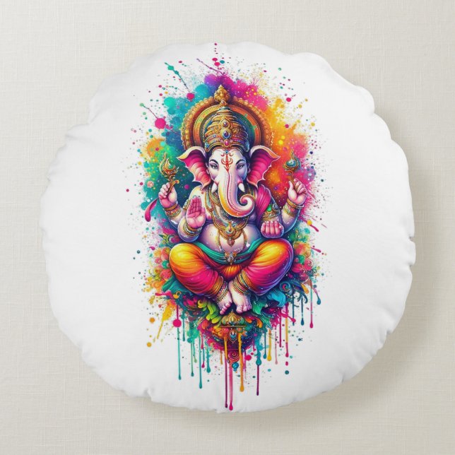Ganesha 2 rund kudde (Framsidan)