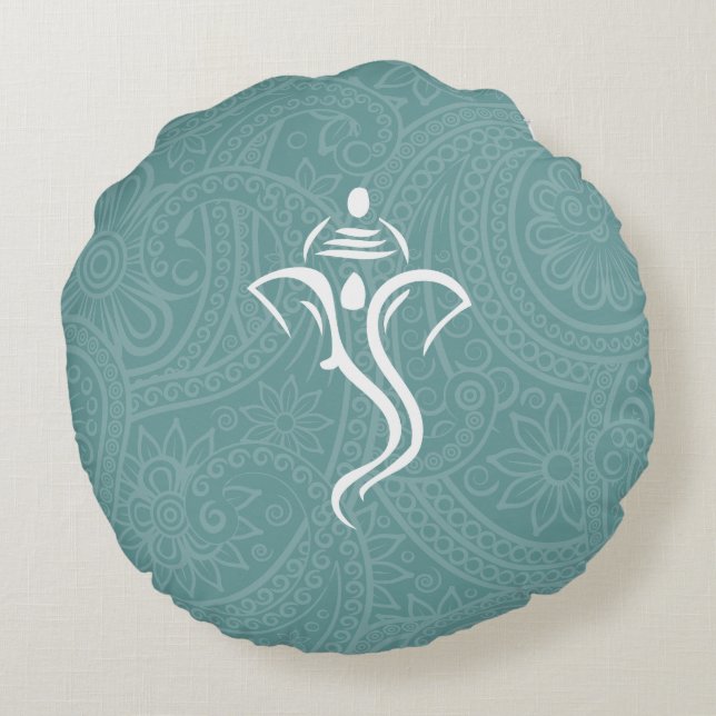 Ganesha Anpassningsbar Round Pillows Rund Kudde (Baksidan)