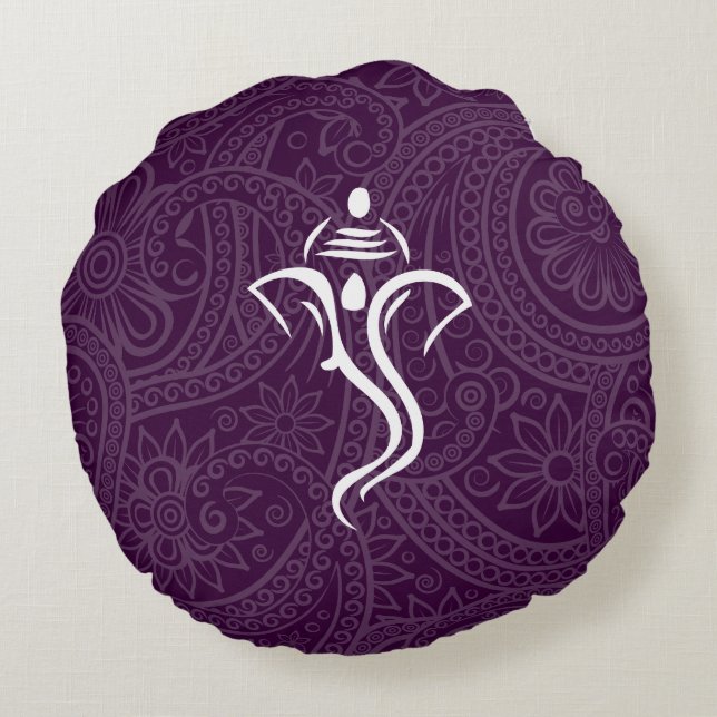 Ganesha Anpassningsbar Round Pillows Rund Kudde (Baksidan)