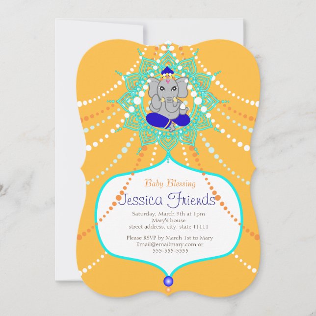 Ganesha baby shower 5" x 7" inbjudankort inbjudningar (Framsida)