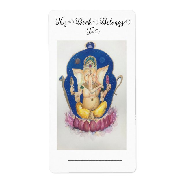 Ganesha Bokplakett Etikett Elefant Maureen Girard Fraktsedel (Framsidan)