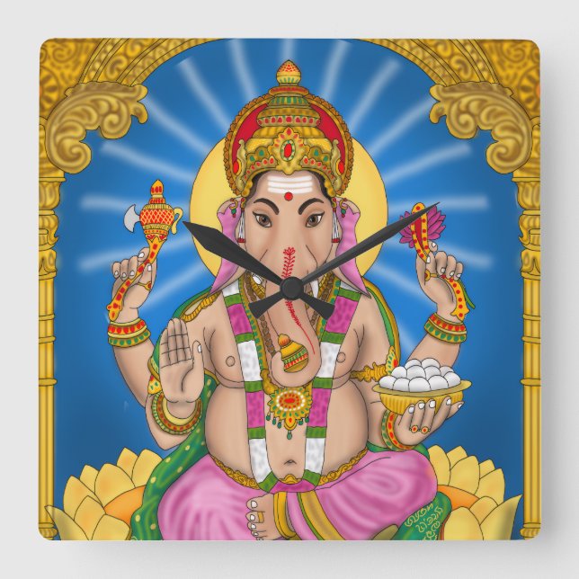 Ganesha Clock Fyrkantig Klocka (Framsida)