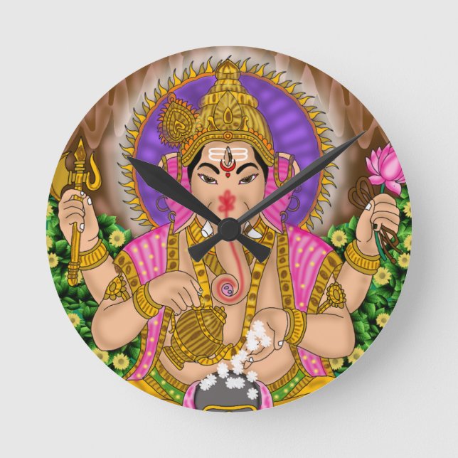 Ganesha Clock Rund Klocka (Framsida)