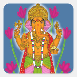 Ganesha-dekaler & Nyckelringscombo Fyrkantigt Klistermärke