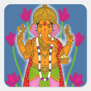 Ganesha-dekaler & Nyckelringscombo Fyrkantigt Klistermärke