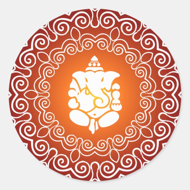 Ganesha dekorativ design runt klistermärke (Framsida)