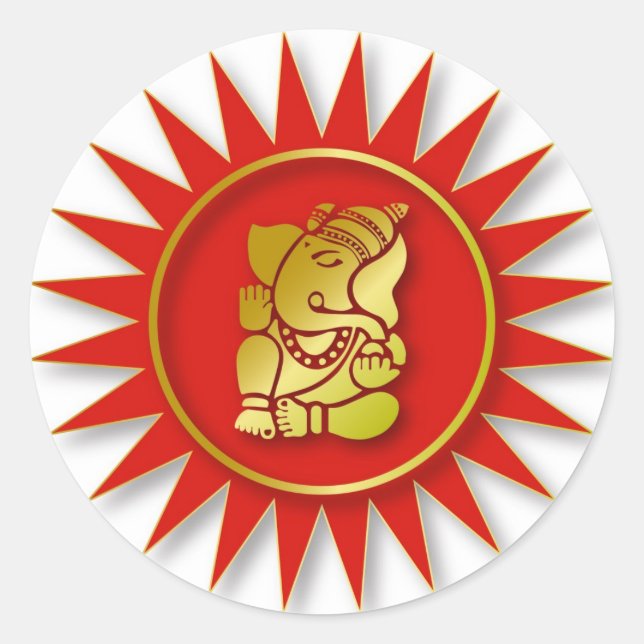 Ganesha Design Runt Klistermärke (Framsida)