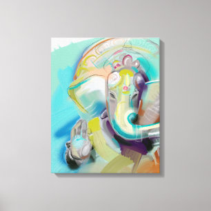 Ganesha - elefant buddha - konsttryck på arbetsyta canvastryck