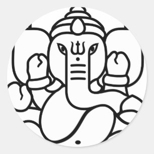 Ganesha elefantnr. 3 (svart vit) runt klistermärke