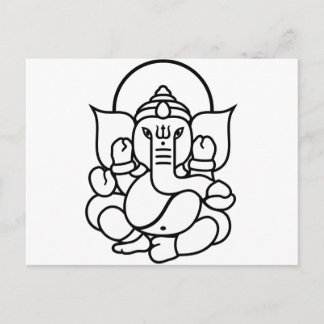 Ganesha Elephant No. 3 (svart vitt) Vykort