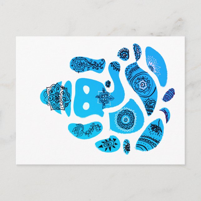 Ganesha Elepnat Gud Mandala Postcard Vykort (Framsida)