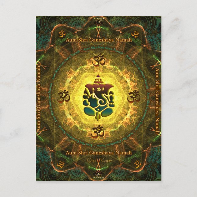 Ganesha - Framgång, seger, välstånd, kunskap Vykort (Framsida)