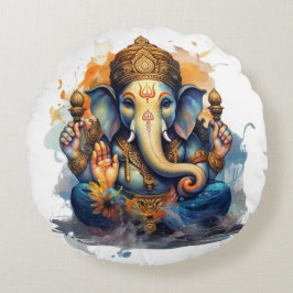 Ganesha, ganesh, ganapati-borttagare av hinder #2 rund kudde