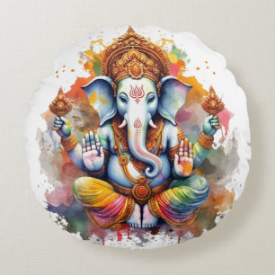 Ganesha, ganesh, ganapati-borttagare av hinder #5 rund kudde