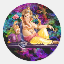 Ganesha Greeting Cards, Stickers, vykort Runt Klistermärke