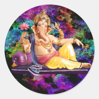 Ganesha Greeting Cards, Stickers, vykort Runt Klistermärke