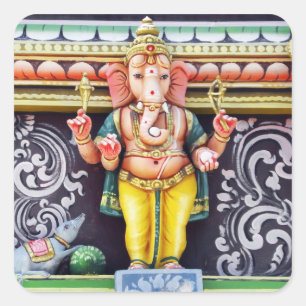 Ganesha Gud Statue Fyrkantigt Klistermärke