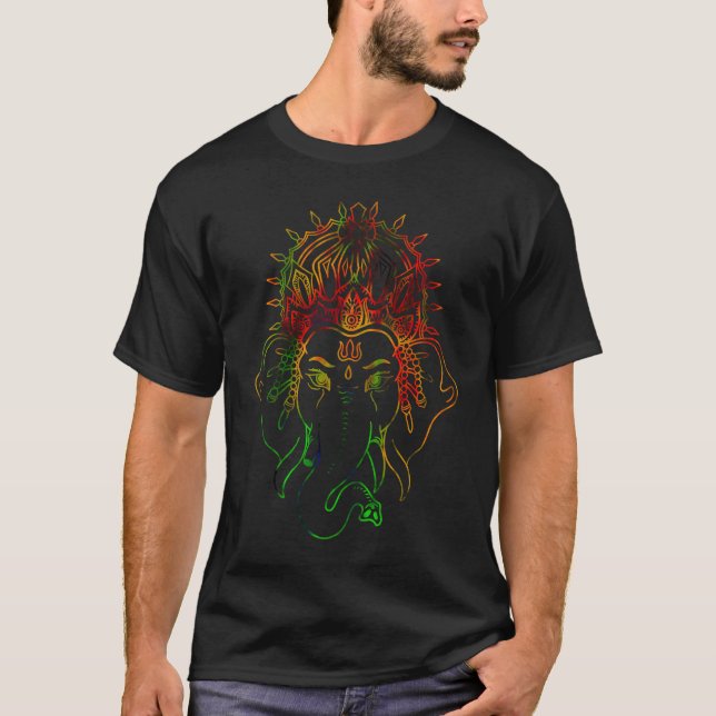 Ganesha Hindu God Spirituality Yoga Psychedelic Ba T Shirt (Framsida)