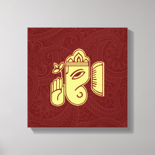 Ganesha Hinduisk gudomlig dukkonst Canvastryck