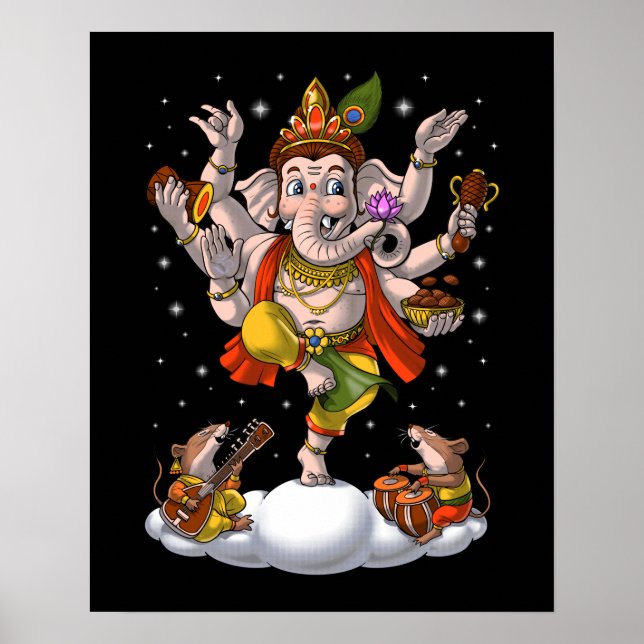 Ganesha Hinduism Elephant Gud Poster (Framsidan)