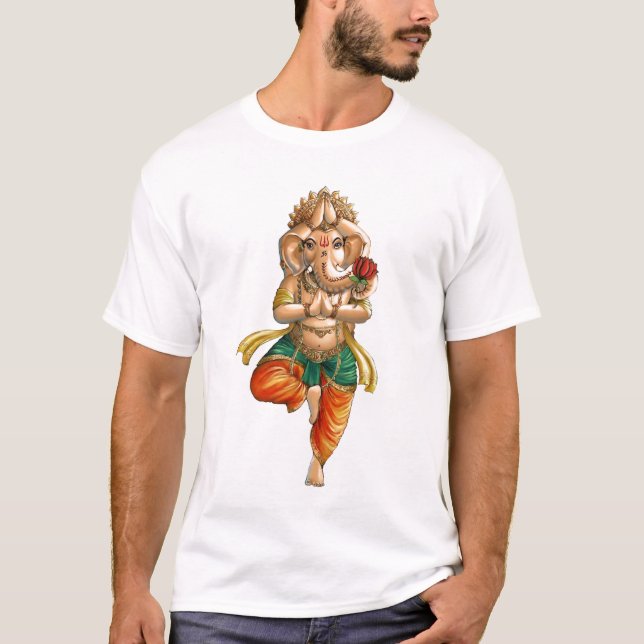 Ganesha i en Vrksasana (träd) Yoga poserar Tee Shirt (Framsida)