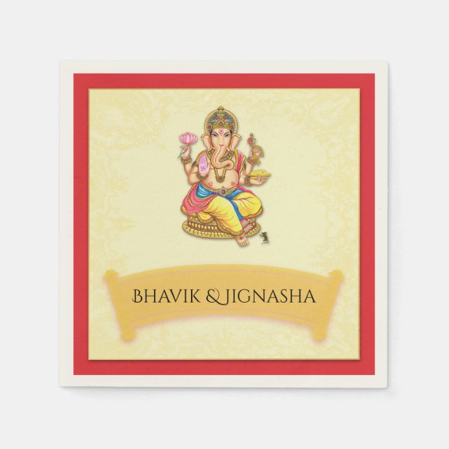 Ganesha Indian Bröllop Napkin Pappersservett (Framsidan)