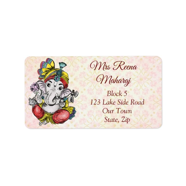 Ganesha Indianlotus mönster Adressetikett (Framsidan)