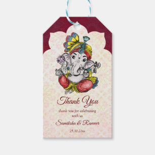 Ganesha indisk bröllopsförmån tack presentetikett