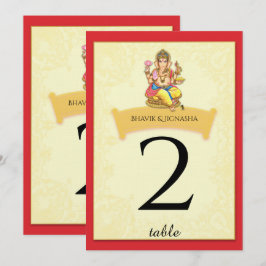Ganesha Indiskt Bröllops Bord Nummer Inbjudningar