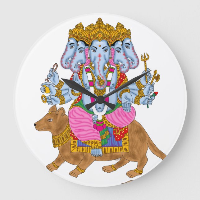 Ganesha-klocka & väggkonst för hemmabruk stor klocka (Framsida)