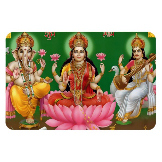 Ganesha, Lakshmi och Saraswati Magnet (Horisontell)
