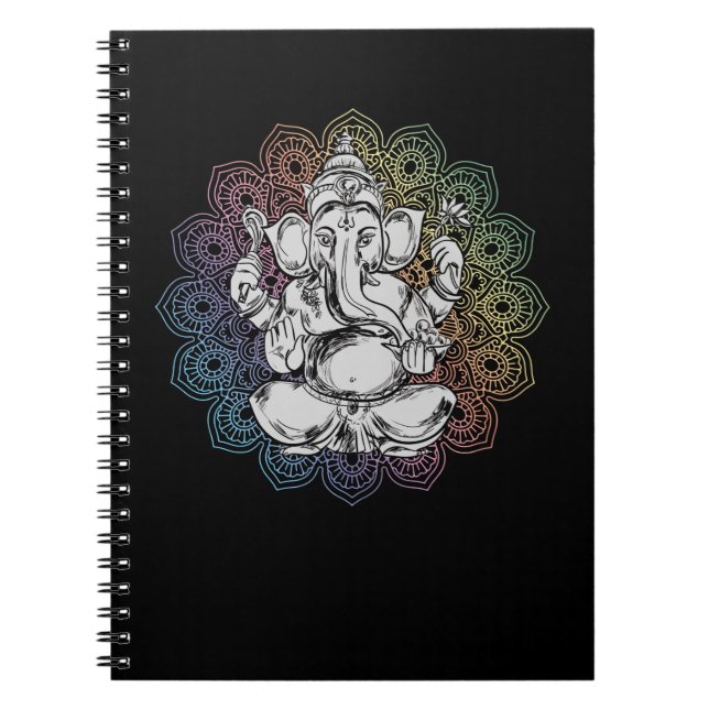 Ganesha Mandala Hindu Yoga Andlig Elefant Anteckningsbok (Framsidan)