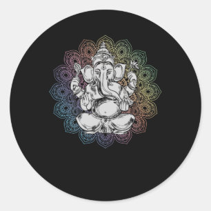 Ganesha Mandala Hindu Yoga Andlig Elefant Runt Klistermärke