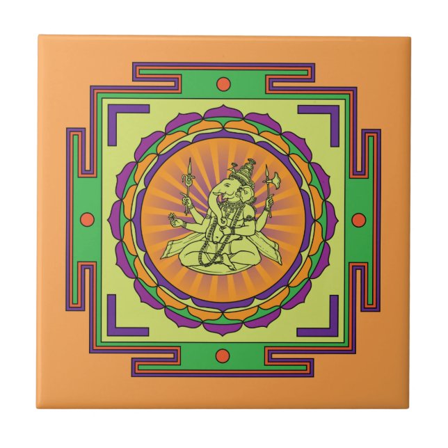 Ganesha Mandala Kakelplatta (Framsidan)