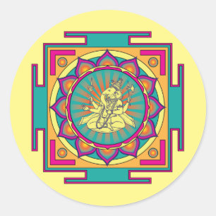 Ganesha Mandala Runt Klistermärke