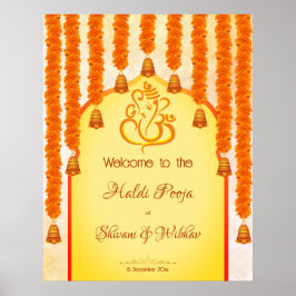 Ganesha marigold garlands Haldi Ganesh poja Poster