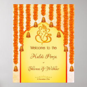 Ganesha marigold garlands Haldi Ganesh poja Poster